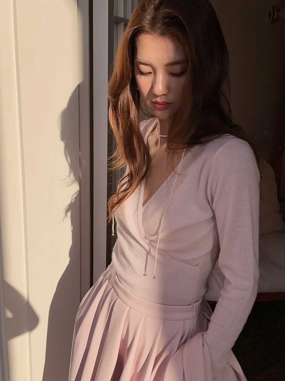 

Ele Wool Camere Long Sve Sweater Lowey Flair for Taste Soft Warm Women's Knitted Top V-Ne Regular Fit Winter Faion