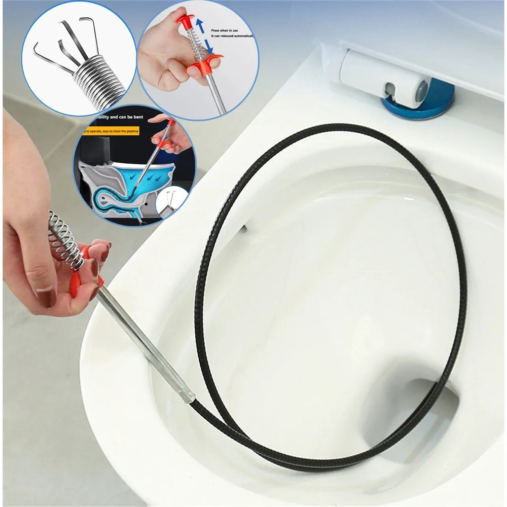 Bathroom Spring Pipe Dredging Tools Kitchen Sink Cleaning Hair Catcher Hair Clog Remover Grabber for Shower Drains Bath Basin