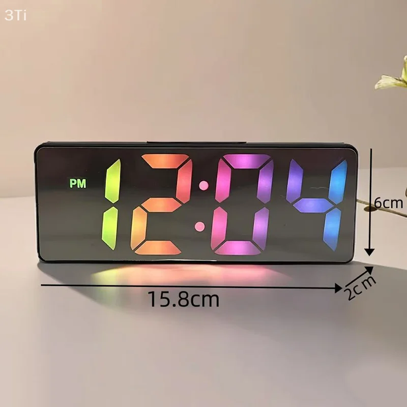 LED Mini Mirror Alarm Clock Electronic Digital Alarm Clock Digital Table Clock Room Desk Decorating Smart Small Tools Home