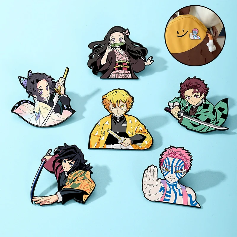 

NEW 6Pcs Cartoon Comic Strip Brooch Creative Nezuko & Tanjirou Enamel Pin Metal Badge Jewelry Clothing Backpack Accessories Gift