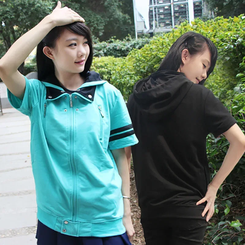 2025 yiyiKaneki Ken disfraz de Cosplay mujeres hombres sudaderas con capucha verde/negro chaqueta con capucha espesar/delgado/abrigo de manga corta Anime Hoodi