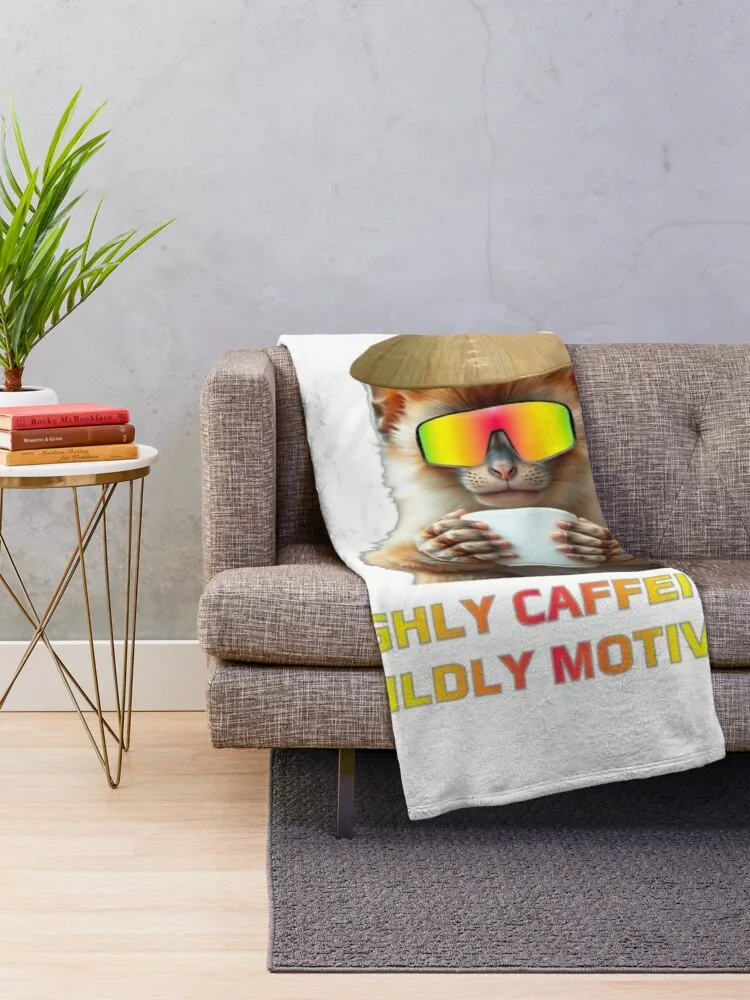 Highly Caffeinated Monkey - Coffee Lover's Delight Throw Blanket Decorative Beds Retros Polar Blankets