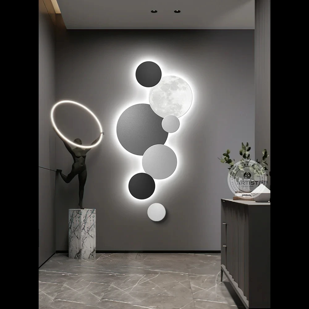 Porch decoration painting Wall lamp LED luminous light Corridor corridor hanging painting High grade wall painting Moon CX176DS