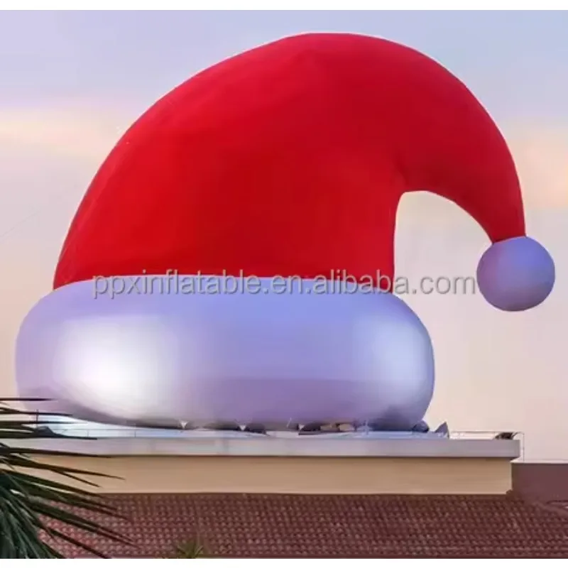 Giant Christmas Father Christmas Hat Decorations Festival Party Xmas Celebration Fluffy Christmas Cap For Kids Balloon Toys