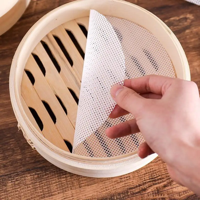 1pcs Reusable White Silicone Non-Stick Steamer Liners Round Steaming Mat For Bamboo Steamer Cooking Heat Resistant Kitchen - Image 2