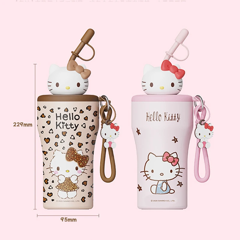 X&W Sanrio Hello Kitty 750ml Insulated Water Bottle 316 Stainless Steel Coffee Cup with Straw Portable Thermal Mug for Girls