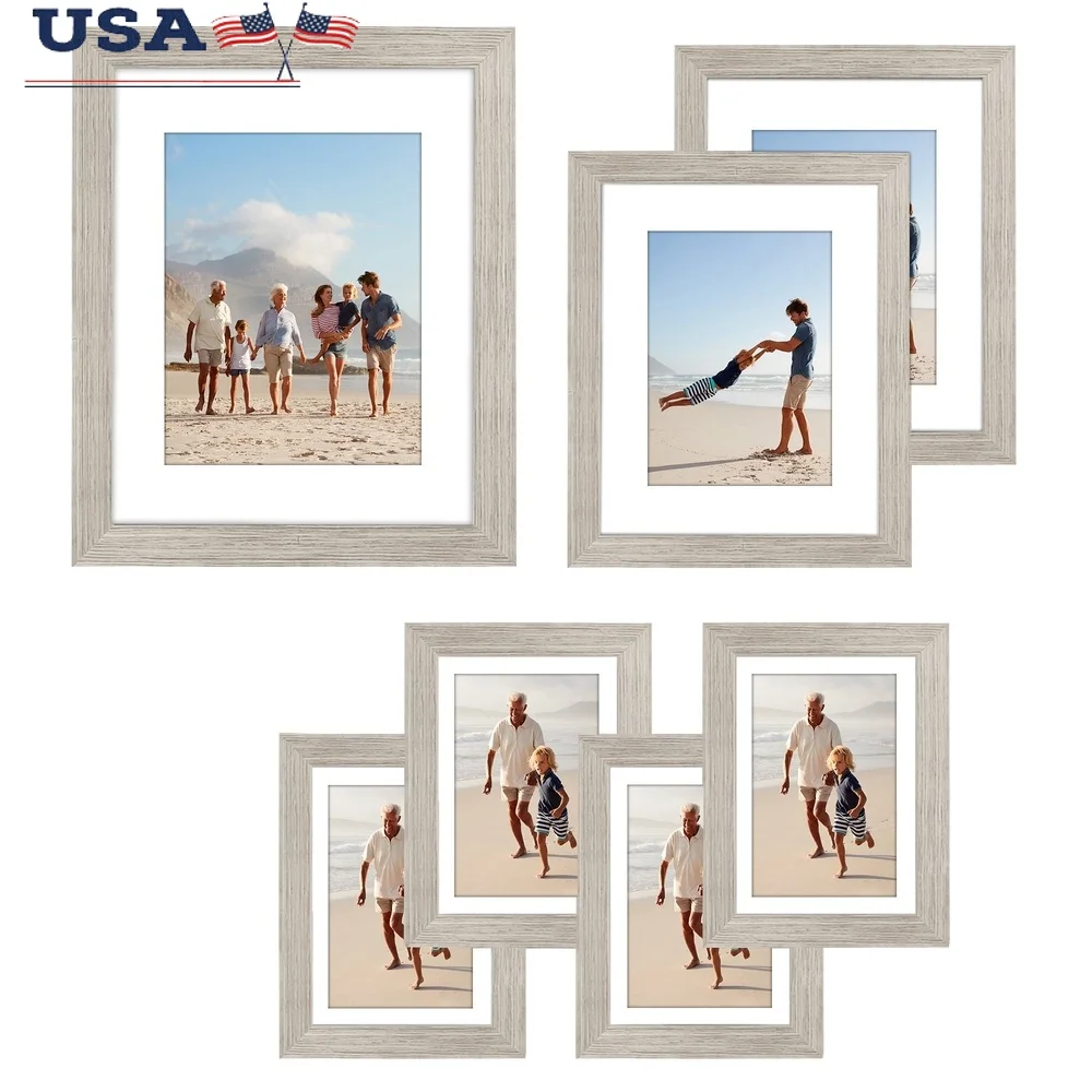 

7 Piece Wall Frame Set Modern Design Easy Hang Versatile Display Quality Construction Home Photo Decor