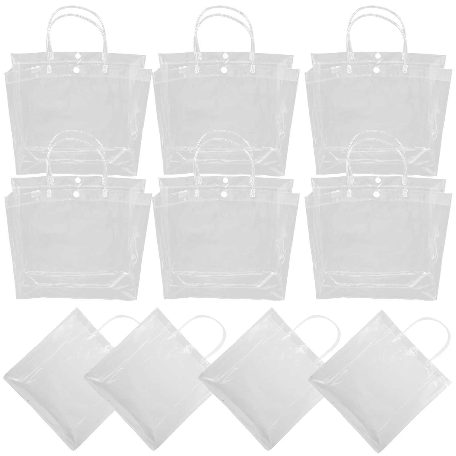 

10pcs Clear PVC Tote Bags Transparent Gift Wedding Favor Candy Shopping Party Bags 28x28x10cm Portable Elegant Bulk