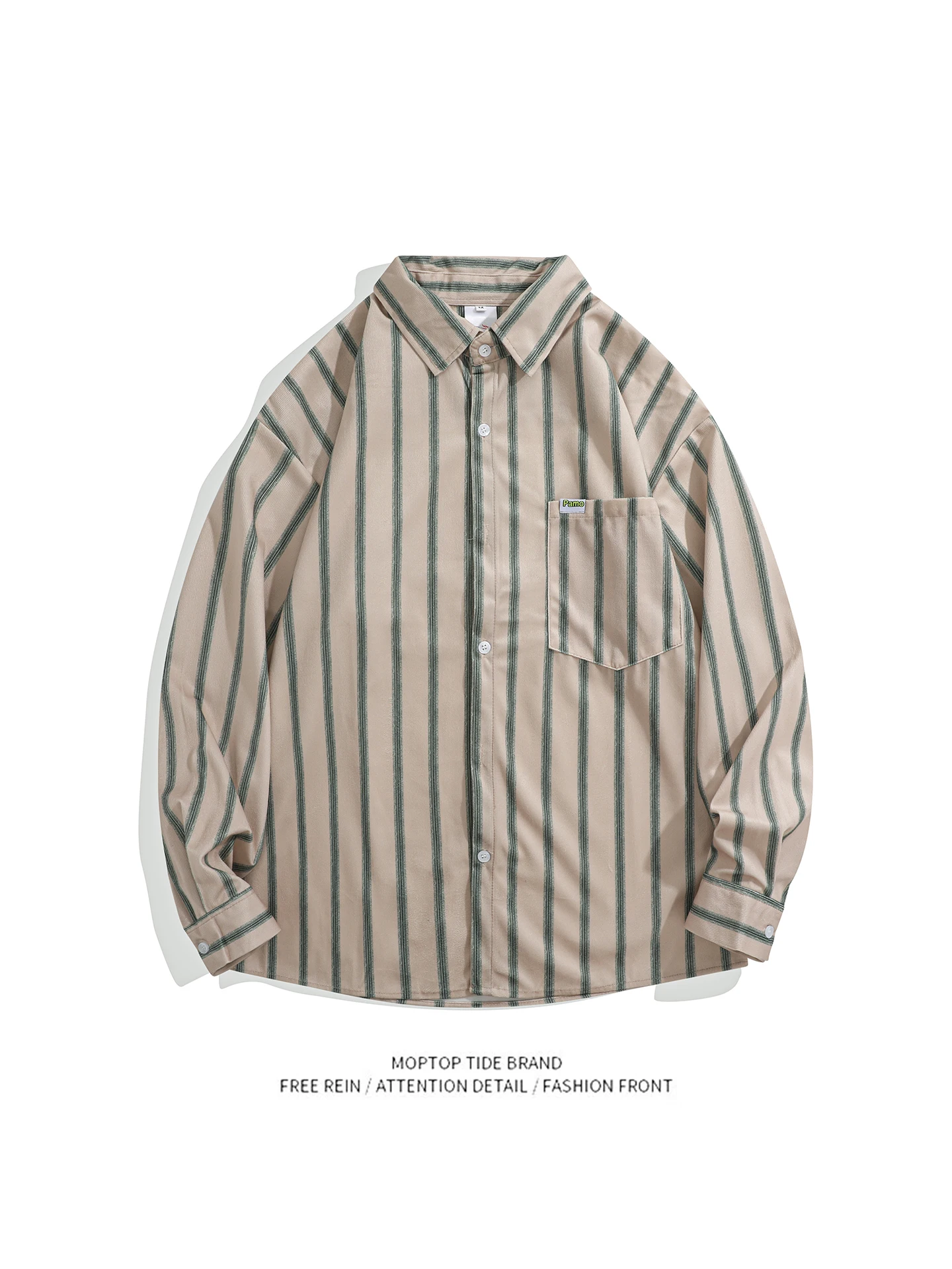 

Ретро японский Sle Long Sve Corduroy irt Мужская повседневная полосатая цветная блузка Heavy Du Универсальная куртка irt для молодежи