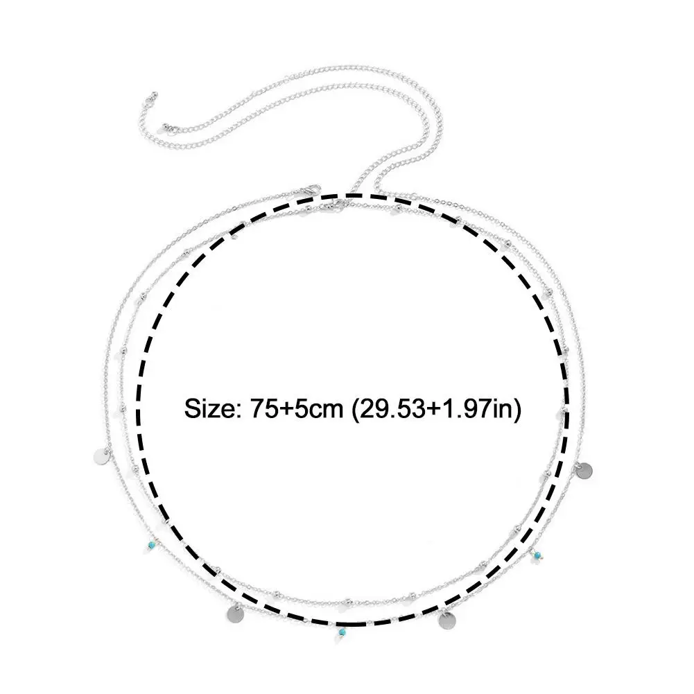 Boho Minimalism Tassel Sequin Waist Chain Waist Bead Women's Double-layer Chain Casual Pants Hip-hop Body Chain Waist Decoration