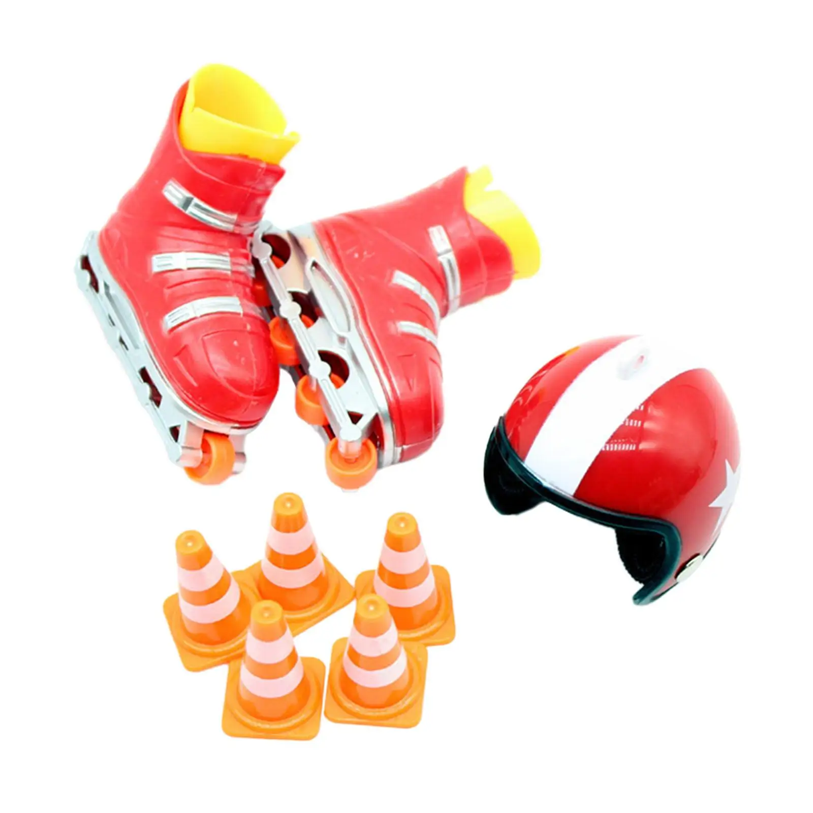 5x Miniature Skating Set with Protective Gear for Dollhouse Decor