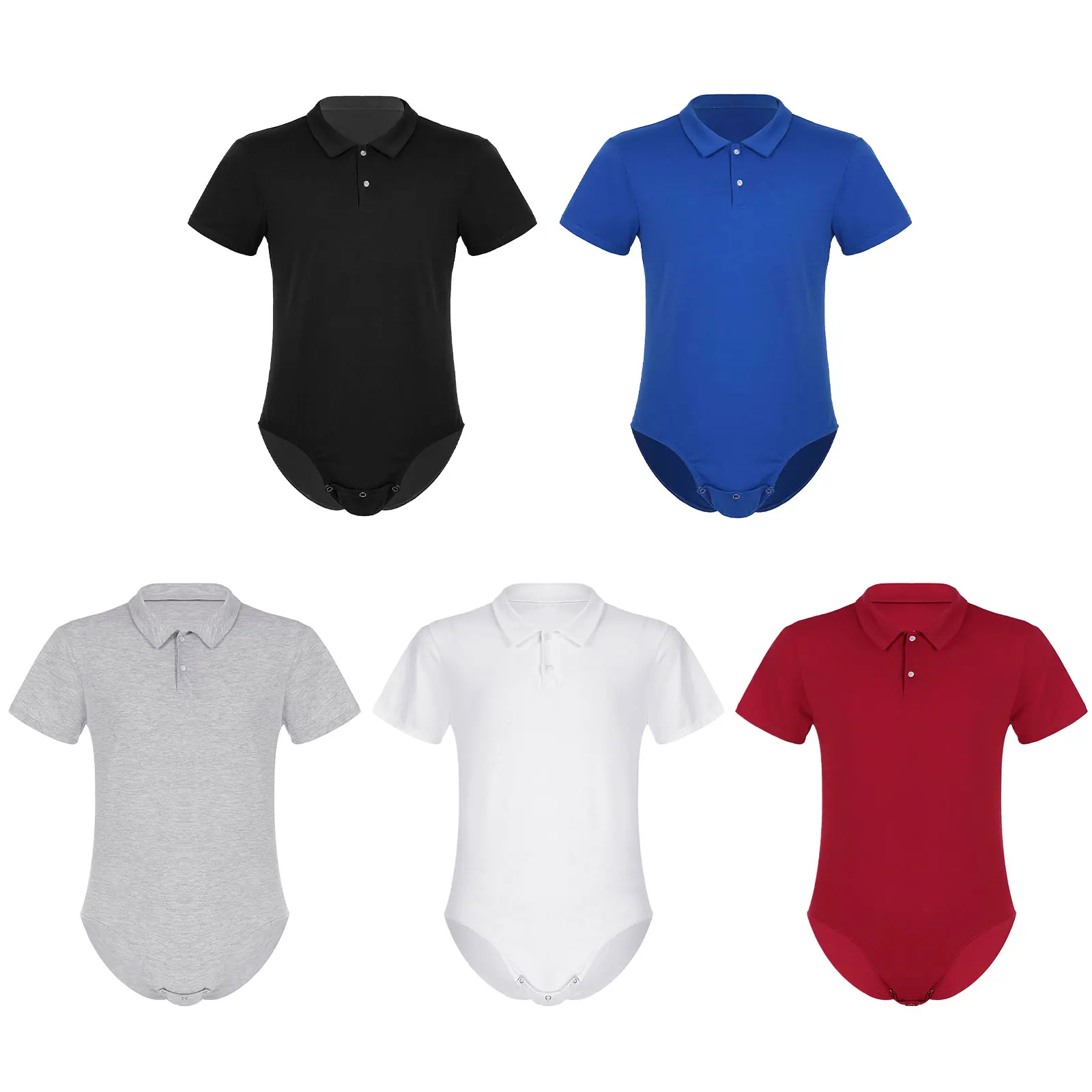 Mens Short Sleeve Press Button Crotch Shirt Romper Pajamas Lingerie Homme Bodysuits Male Role Players Diaper Lovers Bodysuit