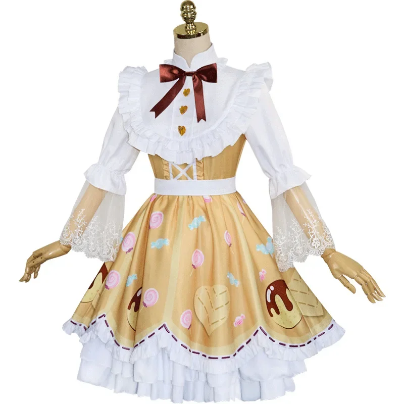 Spiel Identität v Cosplay Kostüm Mechaniker Süßigkeiten Mädchen Kleidung Rollenspiel Süße Lolita Uniform Party täglich Kleid Perücke Schuhe Set