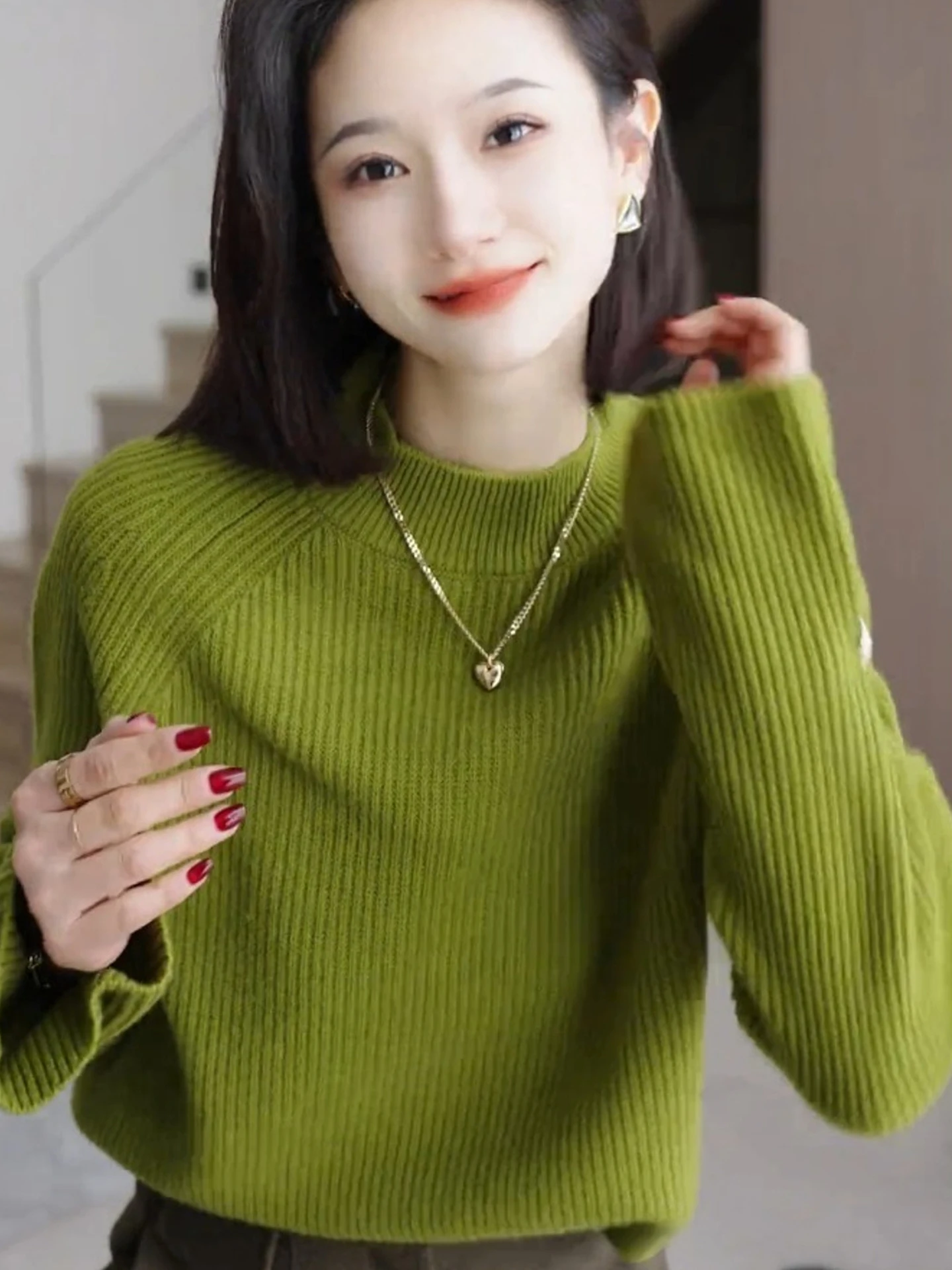 

Simple Pure Color Knitted Sweater Long Sve Overhead Design Versatile Basic Sle Commute Faion Women's Knitwear