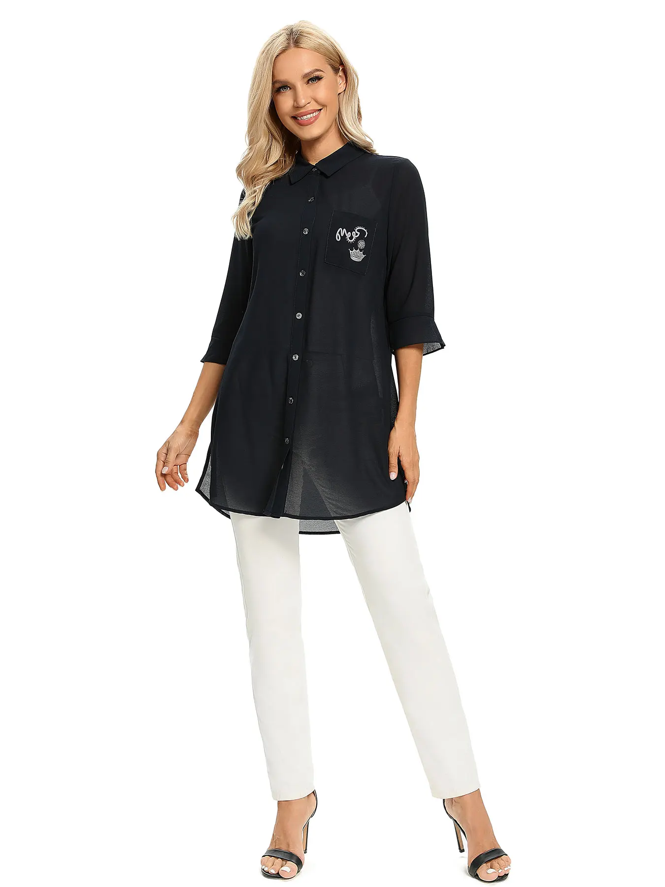 Gewebtes, modisches Freizeithemd für Damen für Frühling und Sommer