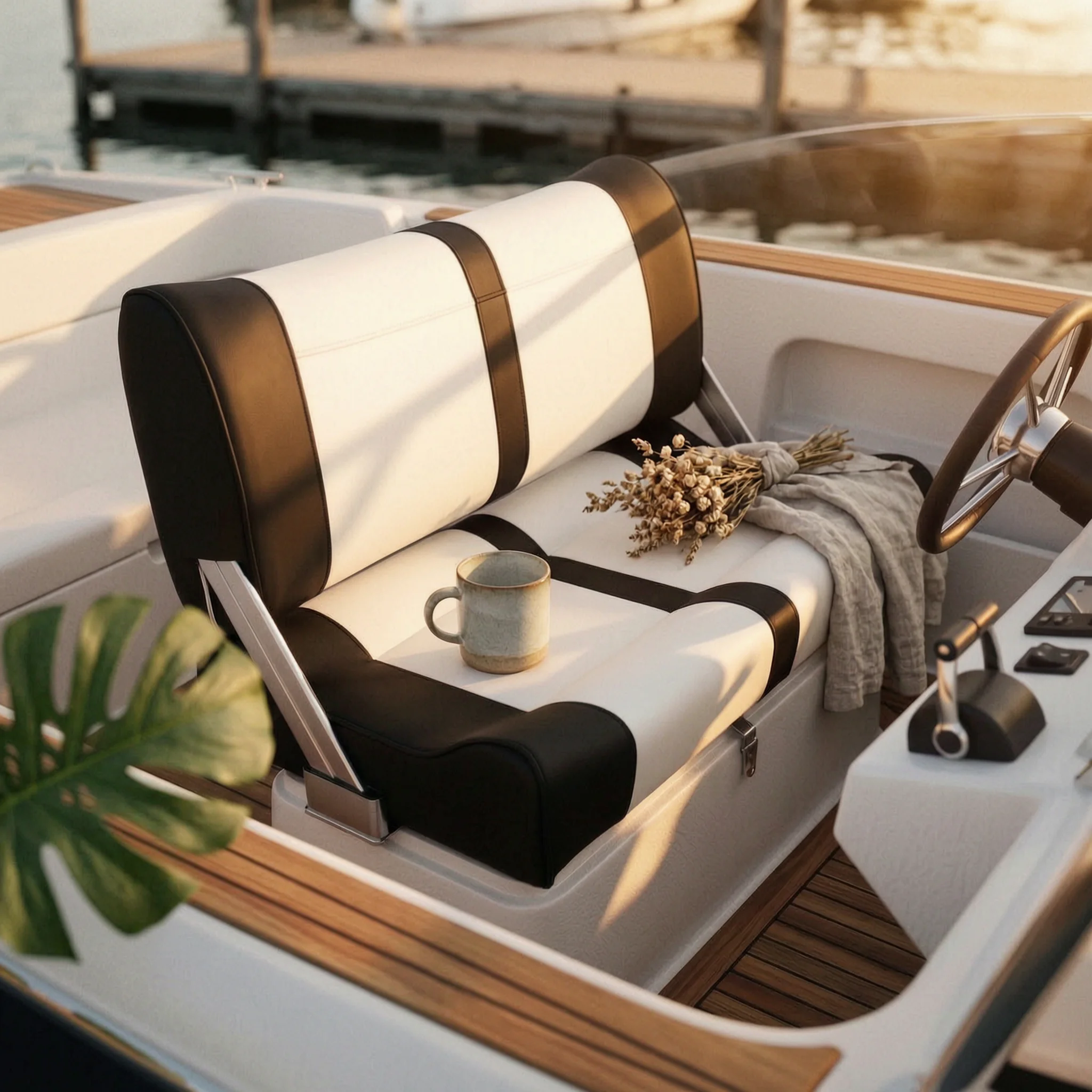 Boat Skipper Chair Comfortable Boat Seat with High Backrest Helm Seat Heavy-Duty Supportive for Anglers, Yachts, Speedboats
