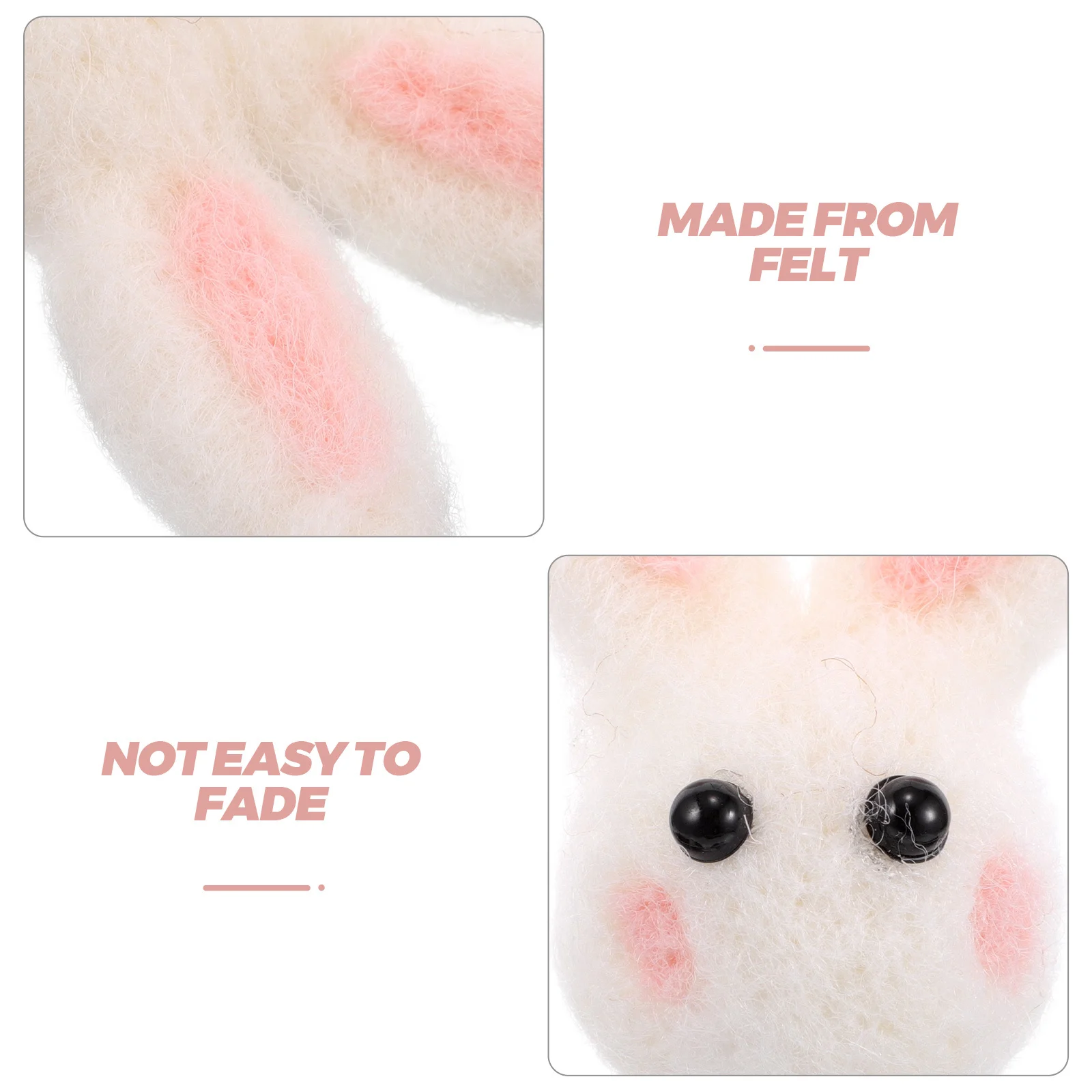 5Pcs Rabbit Felt Crafts DIY Accessories Easter Holiday Decorations Soft Needle Felting Kit Creative Handmade Rabbit Ornaments