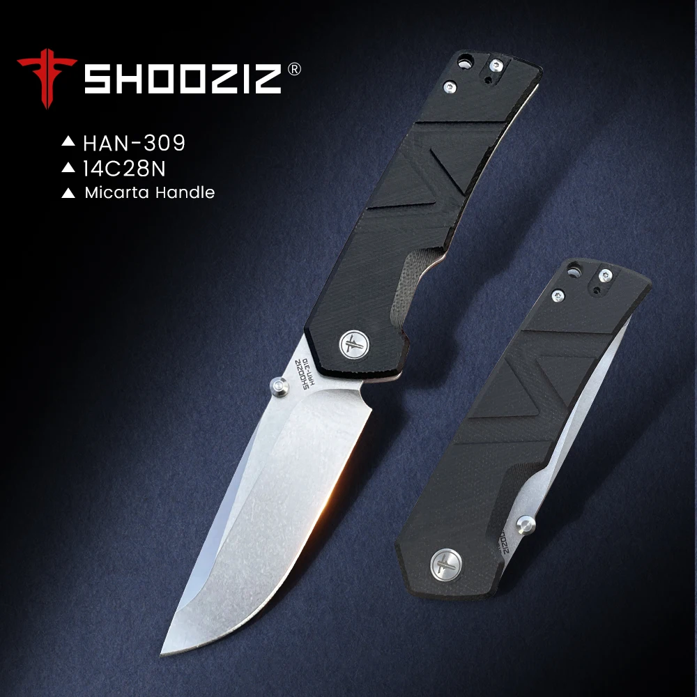 

SHOOZIZ Folding Pocket Knife for Men，PVD/Stonewash 14C28N EDC Knife for Camping Tool ,Micarta Handle with Clip for Outdoor