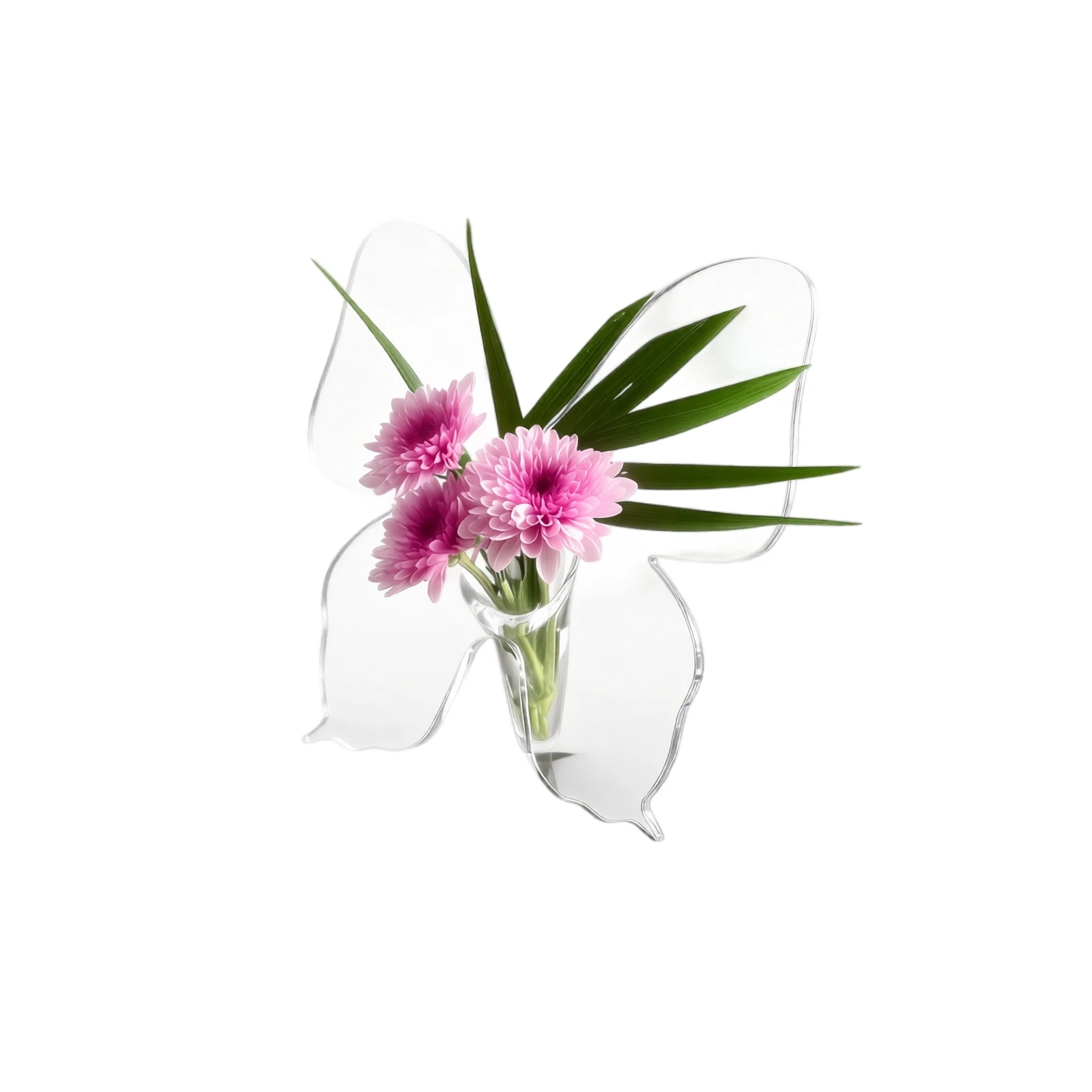 Clear Acrylic Butterfly Shaped Vase Creative Art Hydroponic Flower Arrangement Vase Minimalist Desktop Flower Holder Home Decor