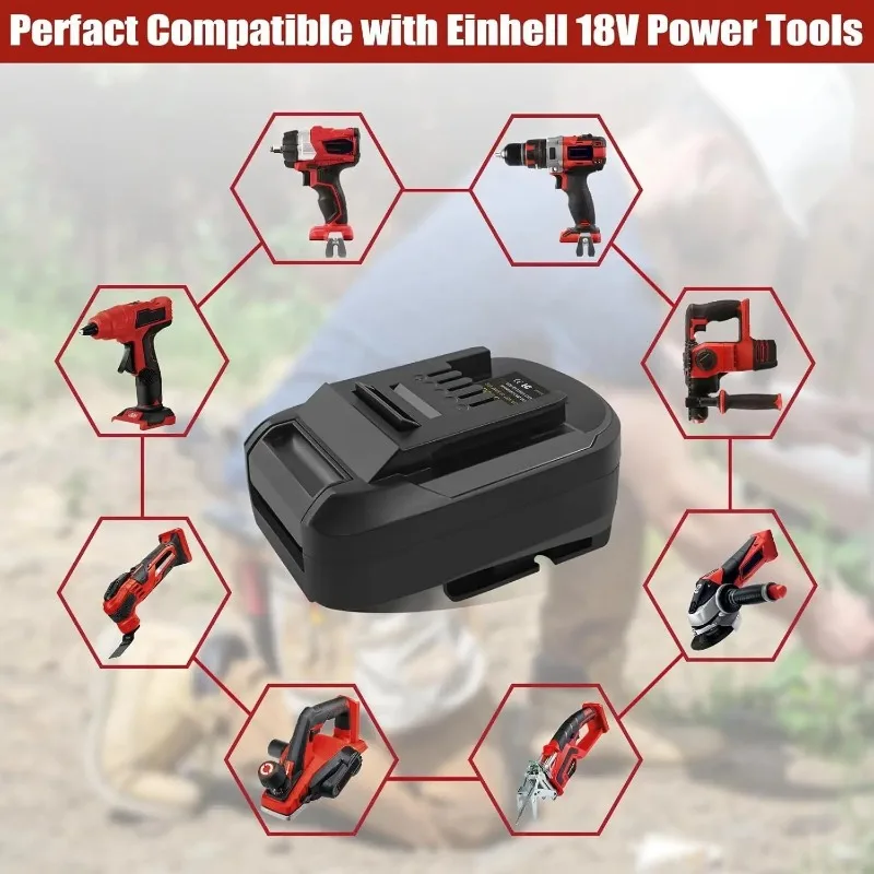 Adaptador de bateria para baterias de lítio da série bosch 18v pba converter para einhell 18v bateria de íon-lítio para ferramentas elétricas einhell 18v