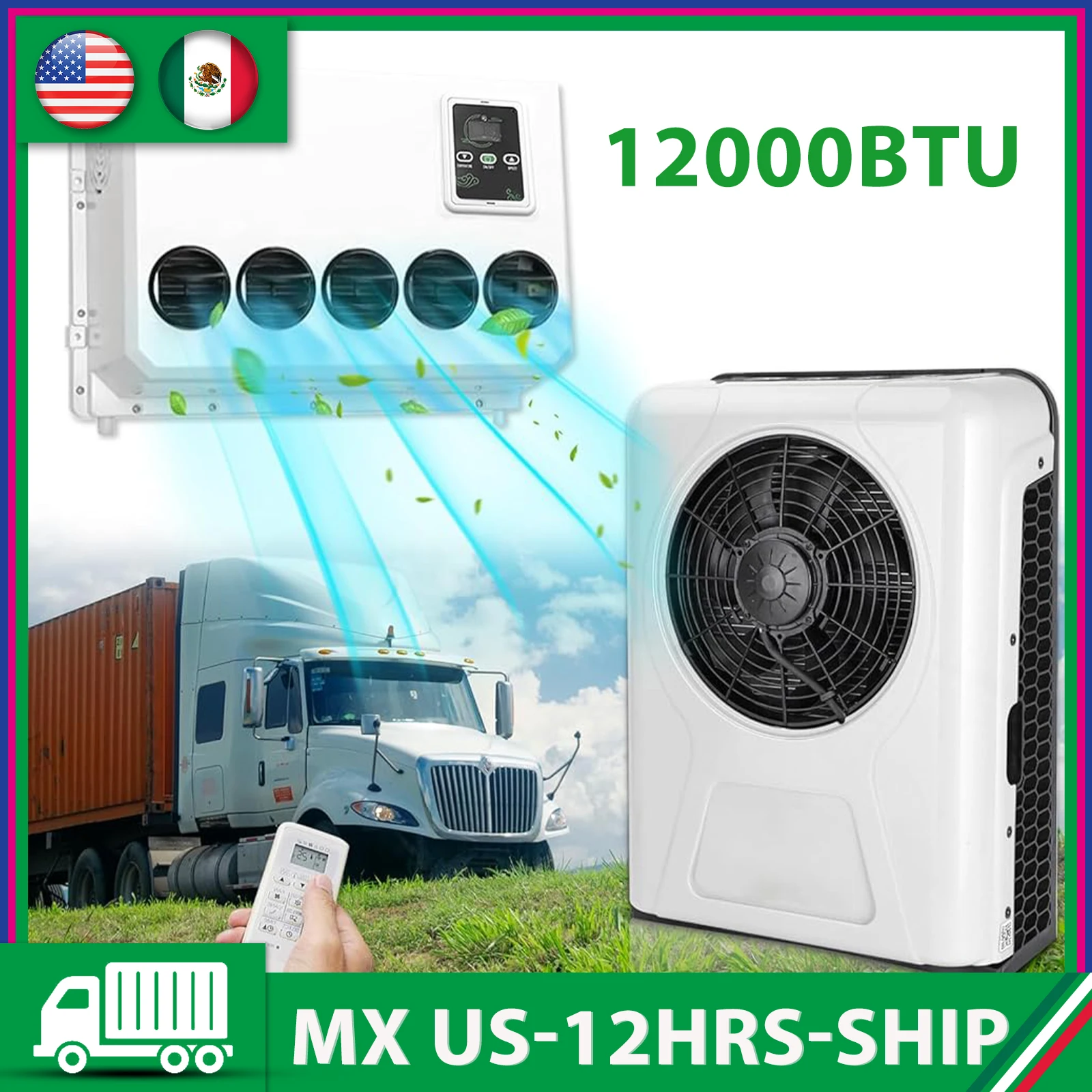 

Treeligo 12V/24V Split 12000BTU Автомобильный кондиционер для автофургона, грузовика, кемпера, автодома, трактора - энергоэффективная система охлаждения