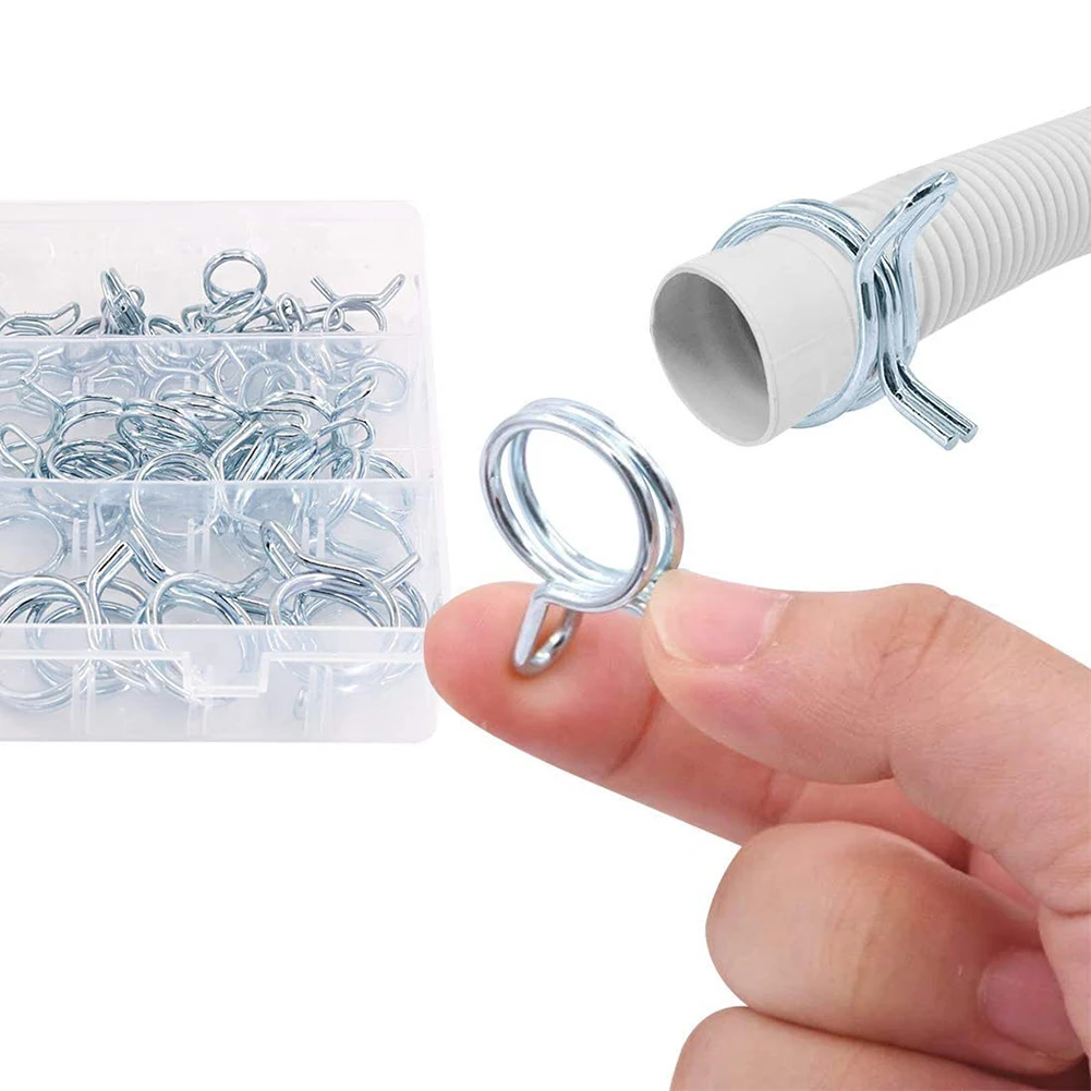 For Appliances Double Wire Hose Clamps Spring Loaded Clips Hardware Fixations 12mm Long Time Service Widely Used
