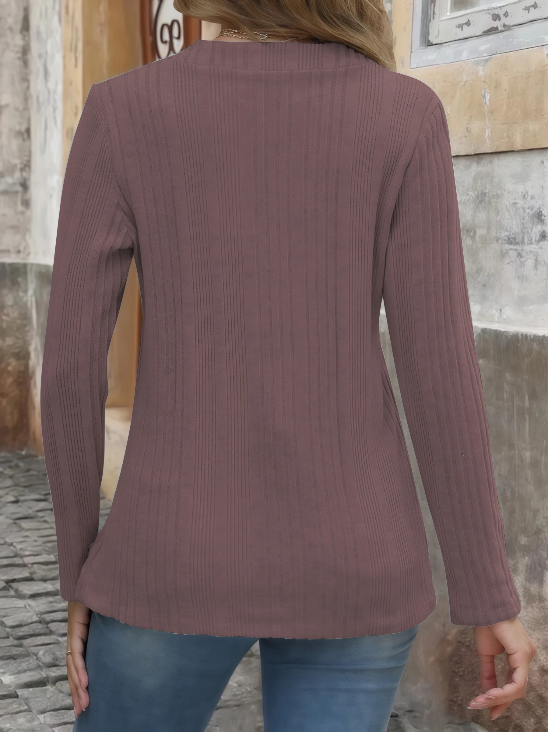 Elegante plus size blouse dames gebreide trui effen kleur V-hals button-down tuniek topshirt