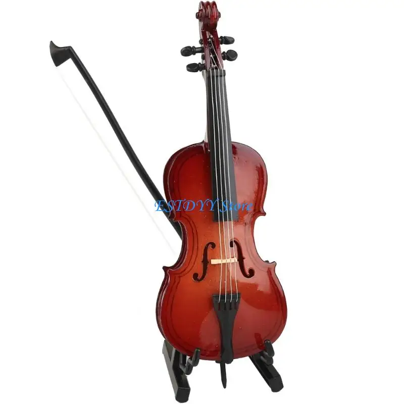 

G6DE Small Acoustic Cello Detailed Ornament Cello Sculpture Texture Perfect for Music Enthusiasts and Home Decorations