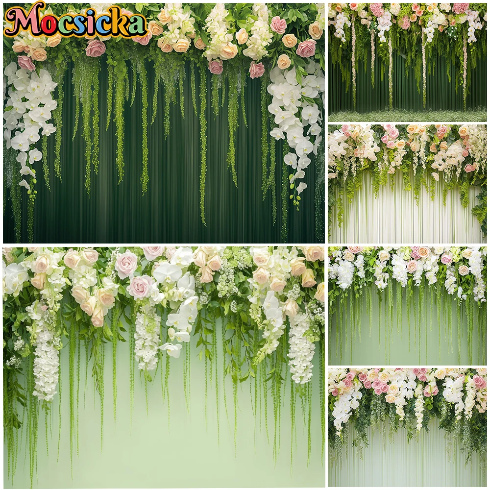 Mocsicka свадебный фон розово-зеленые цветы настенные украшения платья для беременных фотосессия весенний фон для студии съемки