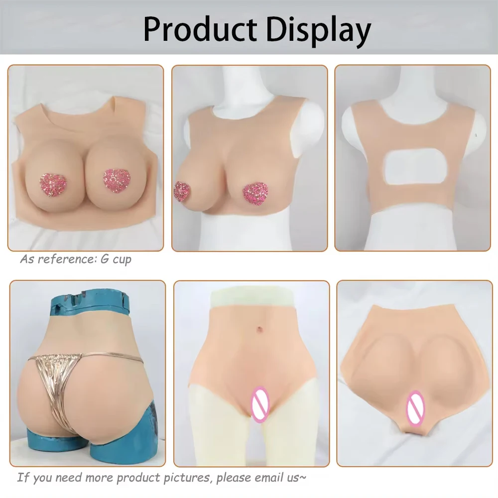 Silicone Breast Forms with Fake Vagina Pants Set Realistic Fake Boobs Pussy Buttock Enhancer for CosplayCrossdresser Transgender