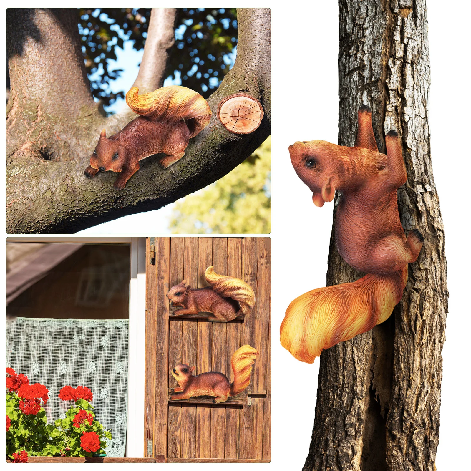 

2Pcs Resin Squirrel Garden Statue Lifelike Animal Ornament for Outdoor Tree Decor Landscape Yard Decoration Sculptures Set