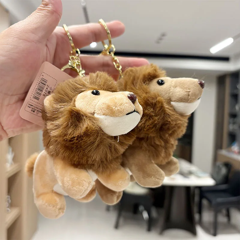 أفخم الأسد لعبة أفخم المفاتيح قلادة محشوة دمية على شكل حيوان الكرتون الحيوان سحر مضحك لينة الأسد حلقة رئيسية الأطفال حقيبة الملحقات