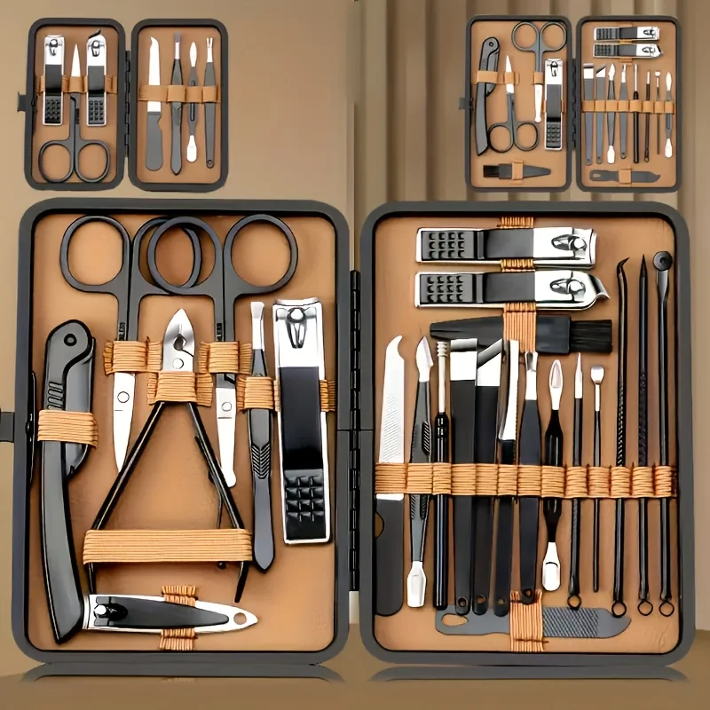 

16pcs luxury stainless steel nail and foot repair kit, professional nail clippers, scissors and beauty tools with portable box