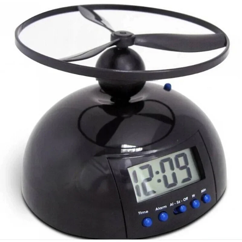 Creative Flying Alarm Clock Crazy Annoying Loud Lazy Screw-Propeller Helicopter Style LED Digital Clock