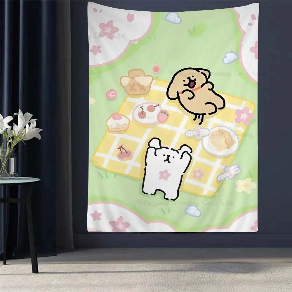Korea Line Puppy Malteser Diagramm Wandteppich Kunst Science Fiction Zimmer Home Decor Günstige Hippie Wandbehang