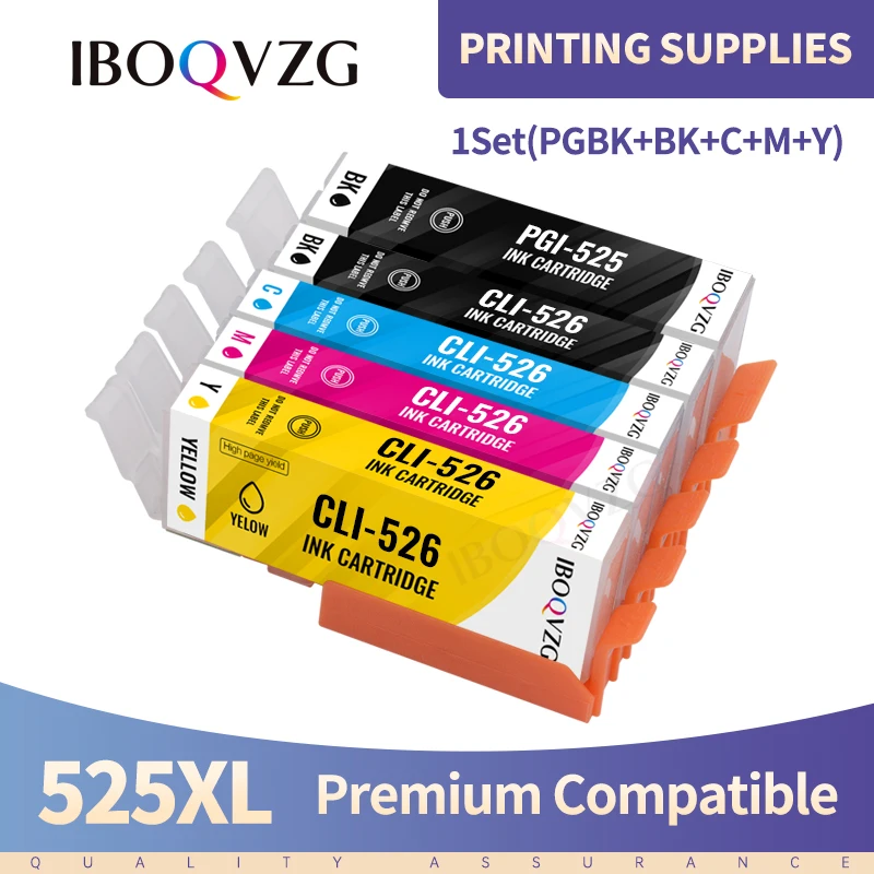IBOQVZG PGI525 CLI526 PGI 525 CLI 526 Ink Cartridges for Canon Pixma iP4850 ix6550 MG5150 MG5250 MG6150 MG8150 MX885 MG5350