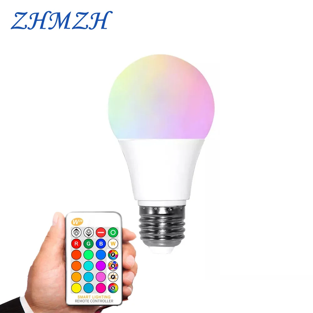 E27 Light Bulbs AC175-265V LED Bulb 9W Dimmable High Brightness Long Life 2 Lighting Modes Colorful RGB Lamp Remote Control