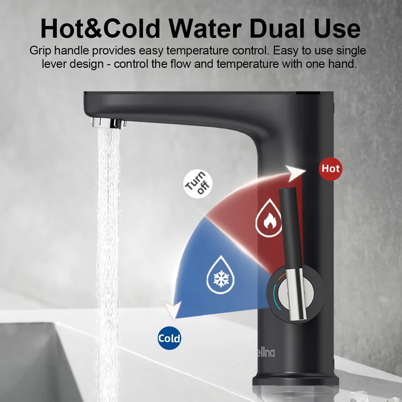 Briwellna 가정용 전기 온수기 온수 수도꼭지, 탱크리스 가이저, 대야 탭, 2 in 1, 220V