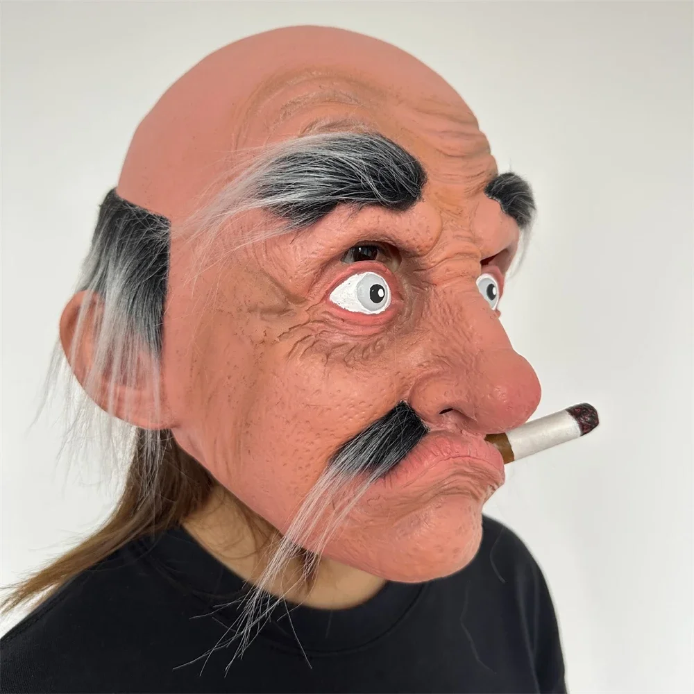 Gristryne Smoking Old Man Mask: The Ultimate Halloween Prop for Realistic  Aging Costumes