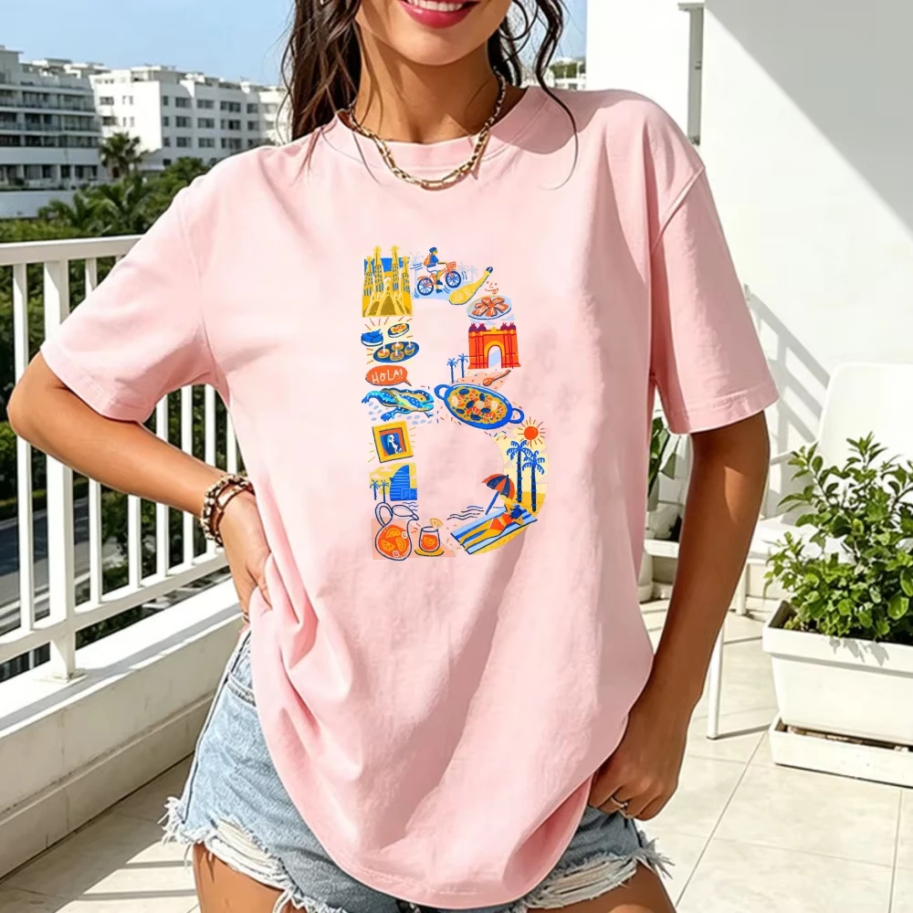 Hola Spain Travel Graphic Tee - Street Fashion Barcelona 评论和价格