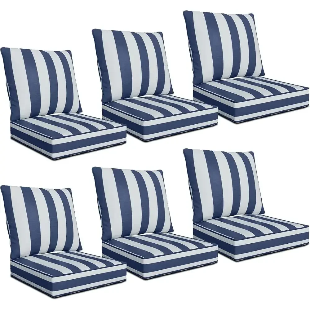 24 x 24 x 6 Outdoor Deep Seat Cushion Set - 6pcs Waterproof & Fade-Resistant Patio Furniture Replacement Cushions for Loveseats,