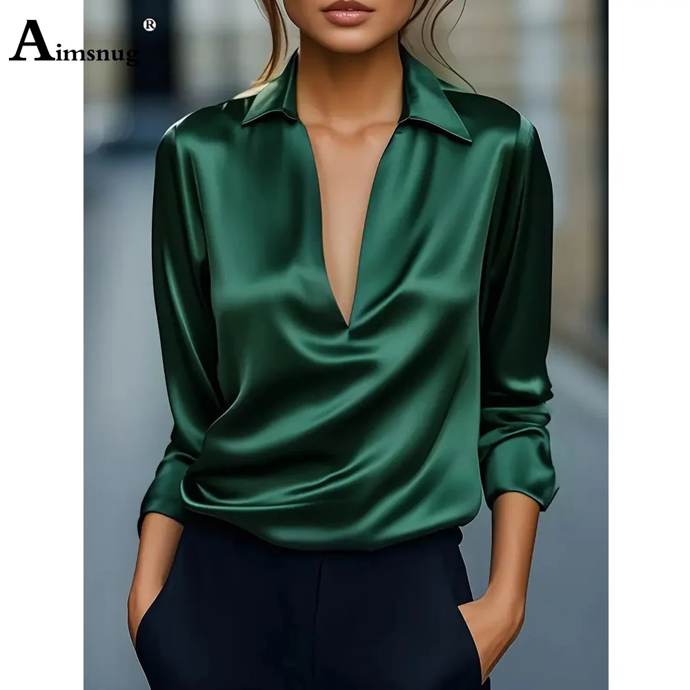 Estilo europeu 2025 mulheres camisas básicas de manga longa nova moda elegante com decote em v blusa senhoras camisa entalhada blusas femmes