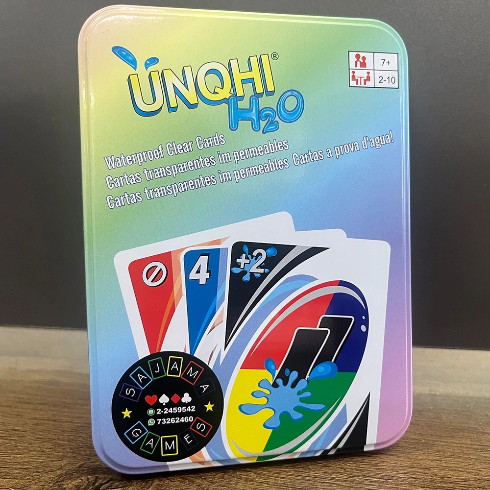 Board Games UNO H2O Card Game WaterProof Pressure Proof PVC Plastic Transparent Kids Toys Playing Cards Halloween Birthday Gifts