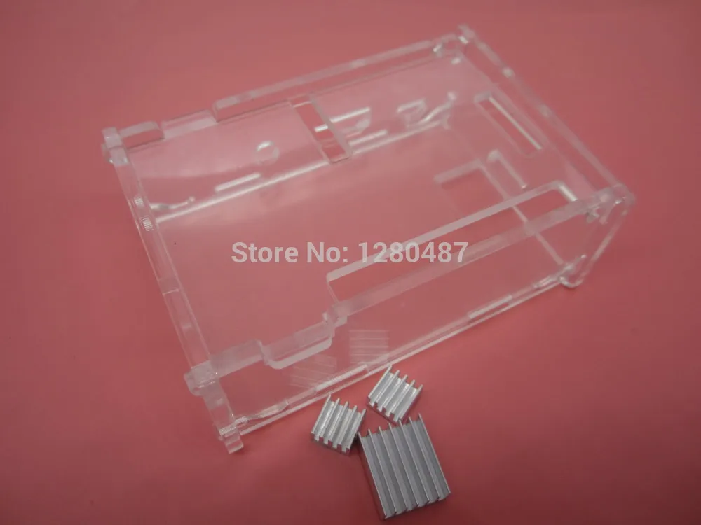 HAILANGNIAO 1sets=1pc Transparent Pi Box case shell for Raspberry Pi+3pcs pure aluminum heat sink set kit