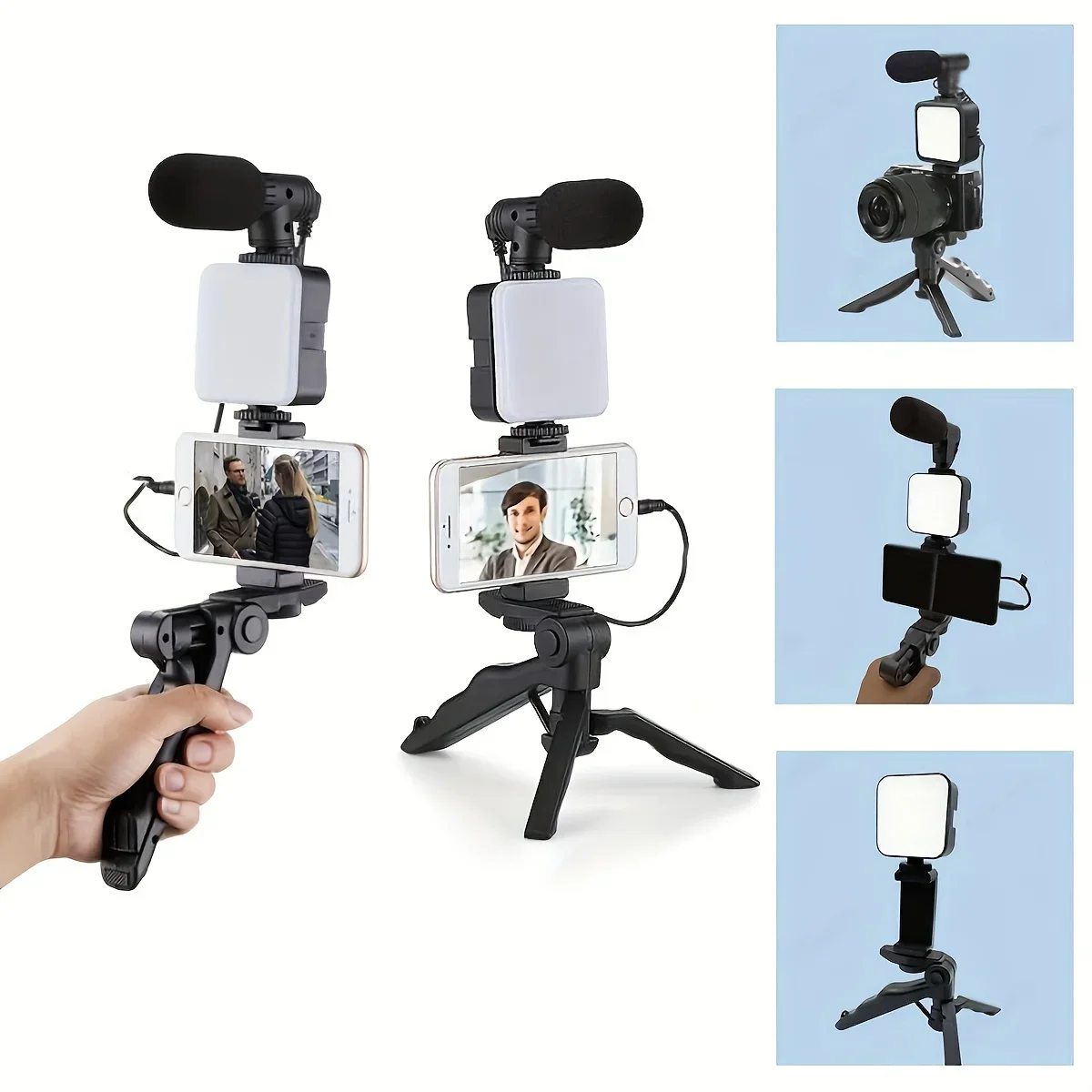 1pc Portable Live Shooting Fill Light Tripod,  Comes With Square Fill Light, Tripod Stand, Microphone, Cameras,Live Broadcast