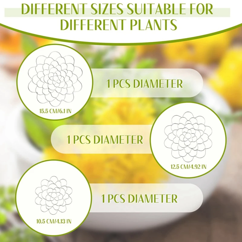 Soportes de Metal de fácil arreglo para florero, 5 pulgadas, 6 pulgadas, 7 pulgadas, 3 piezas