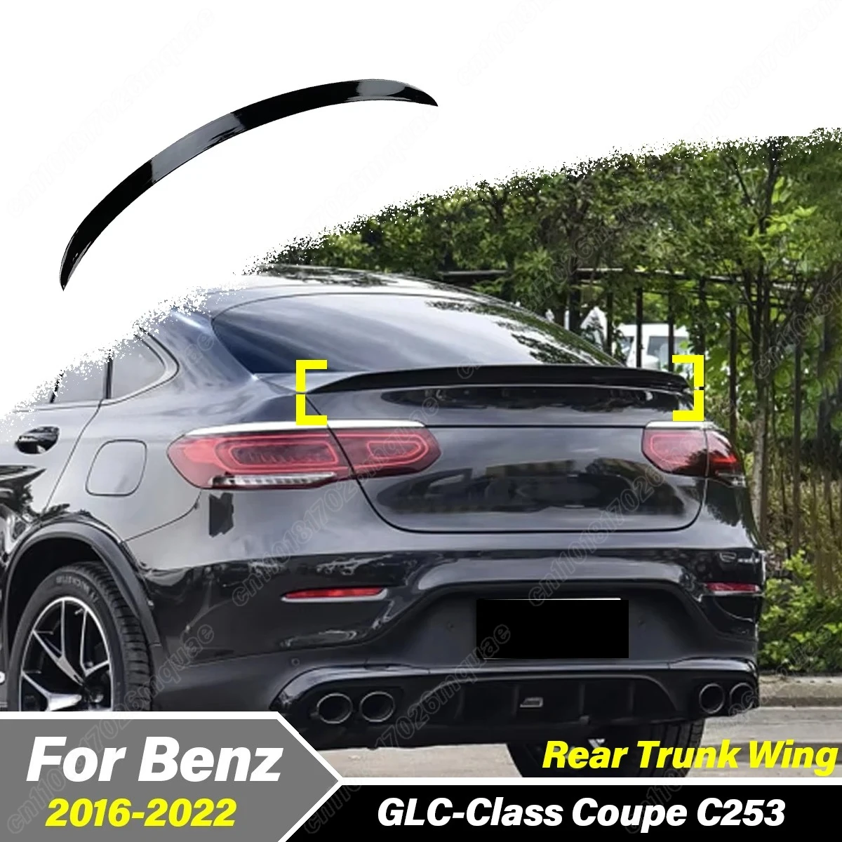 

For Mercedes Benz GLC-Class Coupe C253 2016 2017 2018 2019 2020 2021 2022 Car Rear Middle Spoiler Wing Decorative Accessories