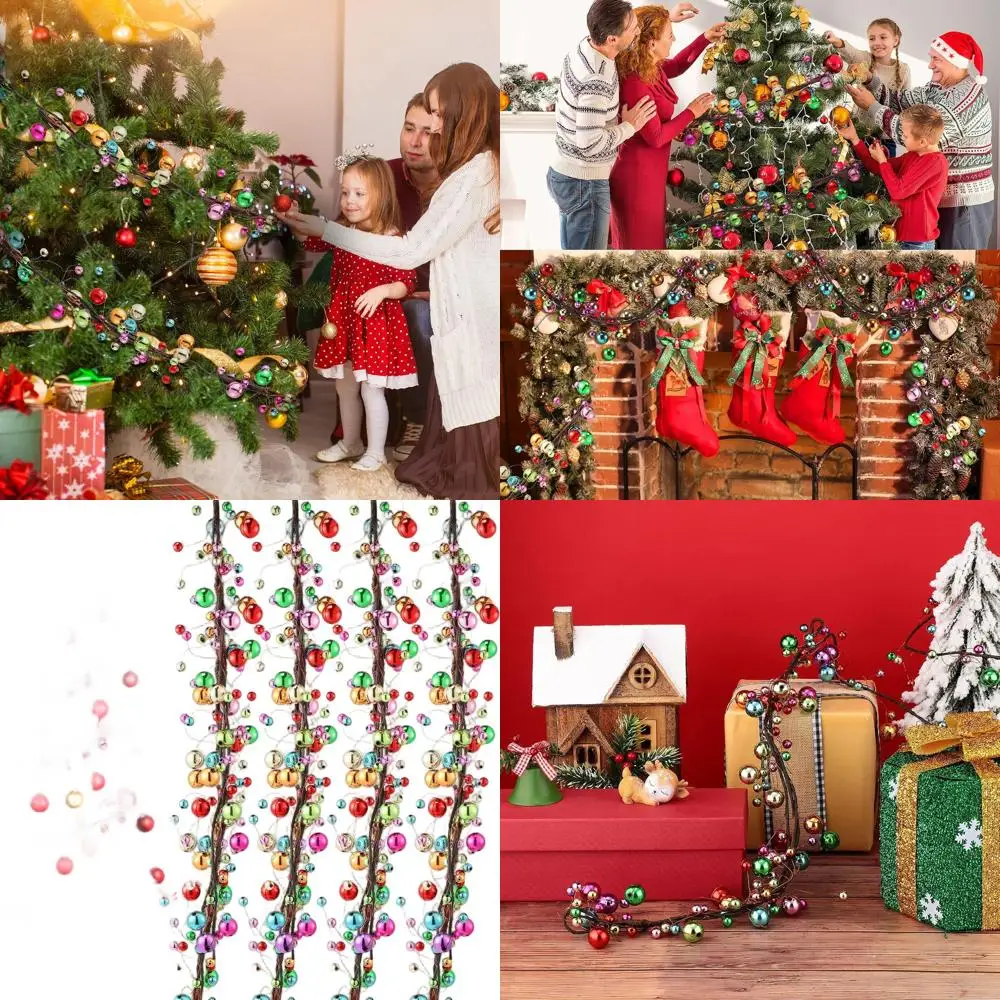 

Разноцветная рождественская шаровая гирлянда с подвесными безделушками для дерева, камина, венка, украшение для дома и офиса в помещении