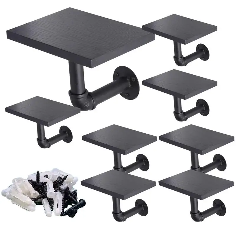 

Wall Mounted Industrial Pipe Shelf Brackets 8pcs Industrial Shelving Sturdy Decor Set For Home Living Room Bedroom Storage