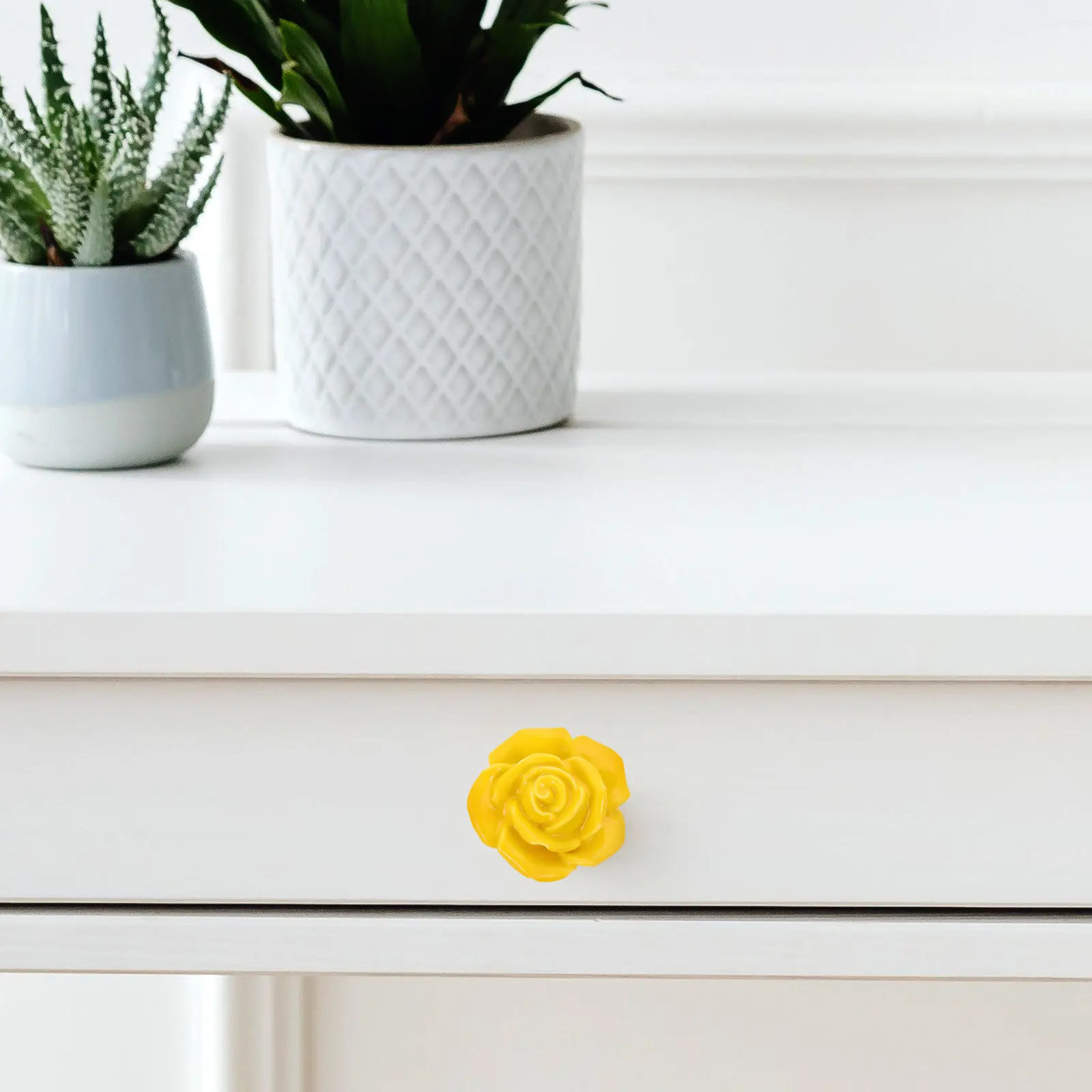 

6 комплектов ручек для шкафов и ящиков, с цветочным узором в виде роз, желтые, для комода, золотистые